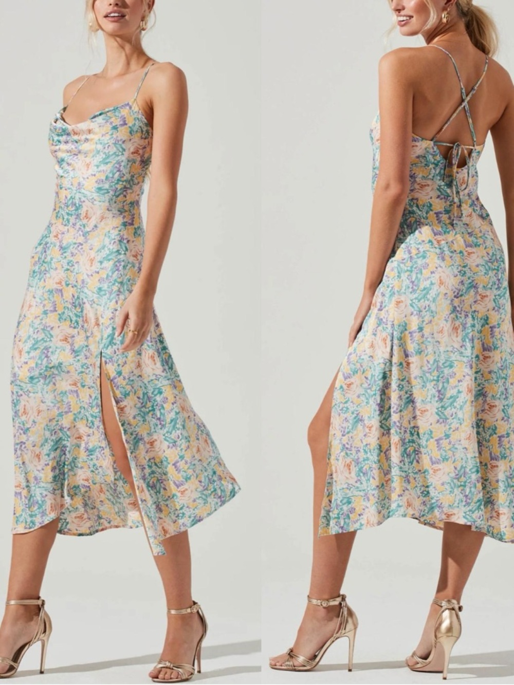 ASTR NWT Gaia Side Slit Green Asymmetrical Sleeveless Midi Dress XS